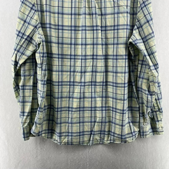 Gap Button-Down Shirt Men Sz XL Yellow Blue Slim Fit Plaid Collared Patch Pocket - Picture 9 of 11